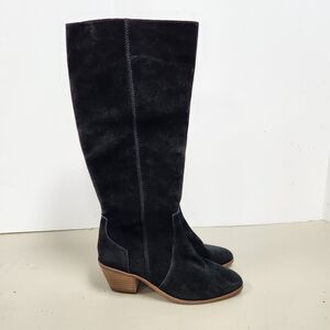Madewell Womens Black Suede Boots Size 6 Britt Leather Kneehigh Boho Western